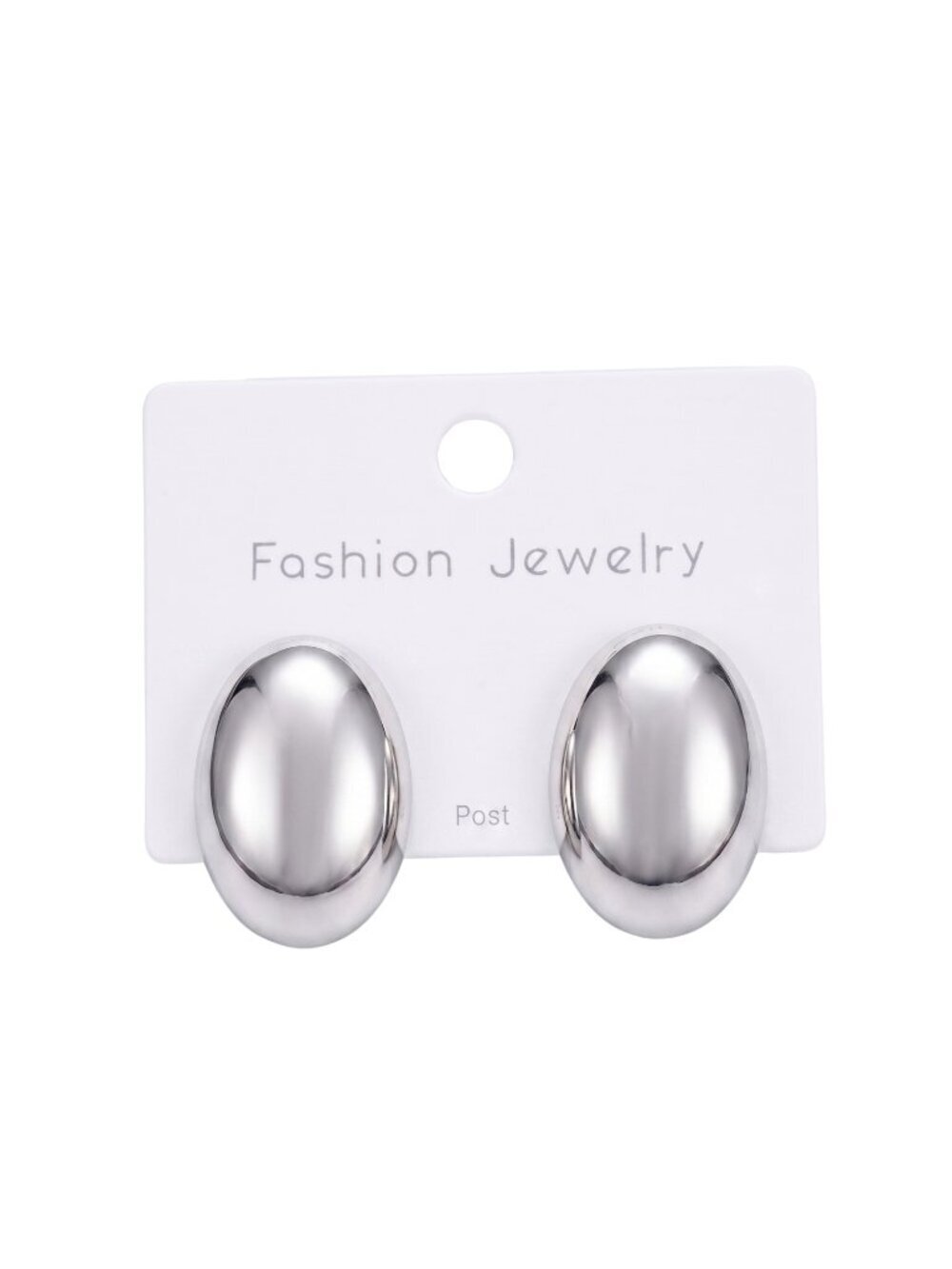 3/$20 NWT | Silver Polished Oval Dome Statement Stud Earrings Chunky Minimalist